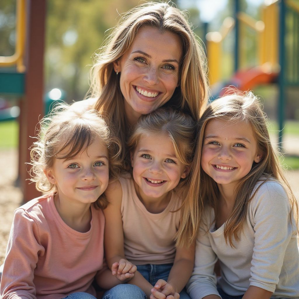Rebecca Williams with her three children at Playpark